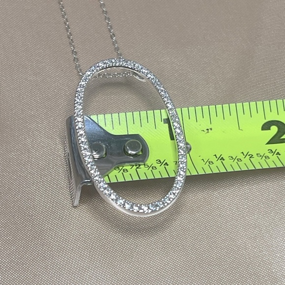 Erwin Pearl Sterling Silver Necklace With Sterling Silver & CZ Oval Pendant 925 - Picture 8 of 15